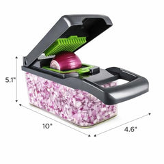 Vegetable Chopper 16 in 1 with Container, Veggie Chopper Food Chopper and Dicer, Onion Chopper Vegetable Cutter with 8 Stainless Steel Blades, Easy Meal Prep Kitchen Tool, Green
