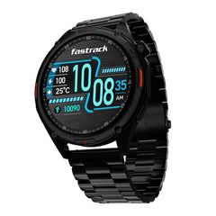 Fastrack MYND 1.93” AMOLED Display Smart Watch for Men & Women with AI Watch Faces,AI Chat,Offline Voice Commands,Curved Metallic Design,Functional Crown,BT Calling, Health Suite,100+ multisport modes