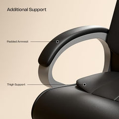 Green Soul Kiev Orthopedic Boss Chair | Leatherette Office Chair | Ergonomic Executive Chair with Spacious Cushioned Seat | Heavy Duty Metal Base | Rocking Function (Black)