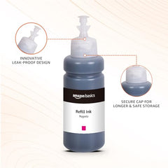 Amazon Basics Compatible Ink Refill Kit for Epson L130,L360,L380,L361,L565,L210,L220,L310,L350,L355,L365,L385,L405,L455 and L485 Printers | Vivid Color Matching Multi-Color Pack(C/M/Y/Bk - 70g x 4)