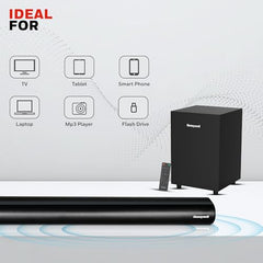 Honeywell Moxie V500 10W Portable USB Wired Soundbar, Speaker for PC,Desktop and Laptop with Volume Control and 3.5 mm AUX,2.0 Channel,52mmX2 Drivers,Plug &Play,2 Yrs Maufacuturer Warranty