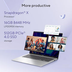 ASUS Vivobook 16, Snapdragon X, 16GB RAM, 512GB SSD, FHD+ 16", Windows 11, Office Home 2024, Quiet Blue, 1.88kg, X1607QA-MB049WS, Qualcomm Adreno iGPU, 45TOPS, M365 Basic (1Year)* Laptop