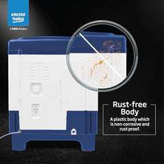 Voltas Beko, A Tata Product 6.5 Kg 5 Star Semi-Automatic Top Loading Washing Machine (WTT65UNX/OK3I0I0W01, Blue, Pulsator wash technology)