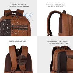 Gear Vintage 4 19"/29L anti theft faux leather Medium Water Resistant Laptop Backpack/Casual Backpack/Daypack/Travel Backpack/College Bag For Men/Women(Pitch Black-Black)