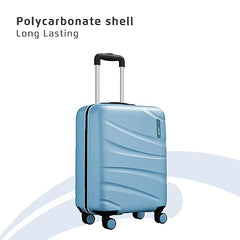 Safari 3Pc Polycarbonate Persia Set-55+65+77 Cms Small, Medium & Large Size (Cabin & Check-in) 8 Wheels Luggage/Speed_Wheel Suitcase/Trolleys (Pearl Blue)
