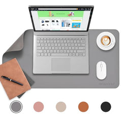 AROPANA Anti-Slip Extended Mouse Pad 90x45cm | PU Vegan Leather Desk Mat | Large Computer Desk Protector Pad with Suede Base for Keyboard, Laptop, Office & Home (Grey)