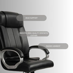 INNOWIN Profit High Back Orthopedic Boss Chair with 3 Year Limited Warranty | Leatherette Office Chair | Ergonomic Executive Chair with Spacious Cushioned Seat | Heavy Duty Metal Base | Grey