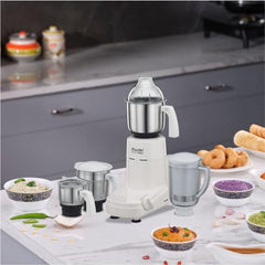 Preethi Eco Plus Mixer Grinder for Kitchen|750 Watt Mixie, 4 jars|Super Extractor juicer Jar| 2 Year Product Warranty| White (MG 157)