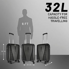 Aristocrat Airpro Set of 3 (Cabin+Medium+Large) Trolley Bags, Jet Black