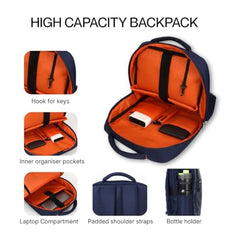 Impulse Empower Elite Laptop Backpack for Men & Women | 25L Polyester School & College Bag | USB Charging Port | Padded Laptop Sleeve | Multiple Pockets with Bottle Holder | Black