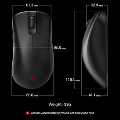 BenQ Zowie EC3-DW Wireless Ergonomic Gaming Mouse for Esports (Small)| 59g Lightweight| 4000Hz Polling Rate with Enhanced Receiver|Driverless Plug & Play - 7 Buttons|PAW 3950 Sensor|Extra Skates