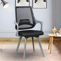 MRC Mono Ergonomic Office Chair (Mid-Back) – Revolving Breathable Mesh Desk Chair for Work from Home & Study–Lumbar Support & Heavy Duty Nylon Base (Grey & White)