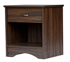 DeckUp Plank Bei Engineered Wood Bed Side Table and End Table (Walnut and White, Matte Finish)