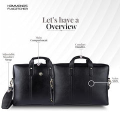 HAMMONDS FLYCATCHER Men Genuine Leather Office Bag - Laptop Bag - Padded Laptop Compartment, Fits 14 Inch Laptop - Adjustable Strap, 1 Year Warranty - Office, Travel, Daily Use - Brushwood, Brown