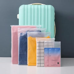 GREENTWISH Polyethylene Frosted Zipper Bag|Travel Bag For Shoes Cosmetics Jewellery Toiletries School Trip|Resealable|LDPE Zip Lock Space Saver Bags with Air Vent Hole (Pack of 30), Transparent
