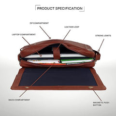 WildHorn Genuine Leather Laptop Messenger Bag for Men | Stylish Office Bag with a Padded Laptop Compartment & Adjustable Strap | Designed to Fit Laptops up to 14 Inches | Backed by a 1-Year Warranty