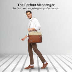 uppercase Omega 02 Pro Messenger Bag 15.6" Laptop Bag 14L Steel Blue | For Men & Women 3 Compartments Fits MacBook & Tablet Padded Scratch Proof Detachable Strap Front Zipper Pocket Trolley Sleeve