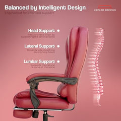 Kepler Brooks Italia Premium Leatherette Office Chair for Work | 3-Years Warranty | Boss Chair for Office, Ergonomic Executive Chair, Cushioned Arms & Seat, Leg Rest, Heavy Duty Metal Base (Black)