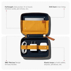 DailyObjects Leather Travel Electronic Accessories Storage Bag | Portable Gadget Organizer Case | Tech Kit Pouch for Cables, Drives, Chargers, Adapters, Power Banks | Charger Wire Organiser - Yellow