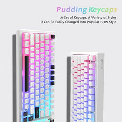 Womier Pudding Keycaps, PBT Shine Through Keycaps White 164 Keys Set