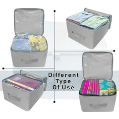 Storite 2 Pack Nylon Wardrobe Bag Underbed Cloth Storage Organizer | Moisture Proof Storage Bag, Storage box for Clothes Saree Bags, Zippered Closure & Handle - Magenta,37x34x23 cm