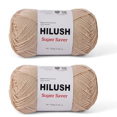 HILUSH super saver,Poly Yarn PACK OF 2 BALLS (1 Ball/100 Gram Each) Ball Supersoft Hand Knitting Wool Ball, Suitable for Craft, Crochet, Amigurumi, Embroidery, Toys, Garments, Flowers and Hobby Projects , Shade no - (grey)