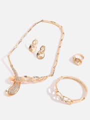 SYGA Pack of 4 Jewelry Set Alloy Necklace,Earrings,Bracelet,Ring Set for Party Wedding Festive for Women & Girls Accessories