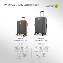 Safari Thorium Royale 8 Wheels Set of 2 Trolley Bags Hard Case Polycarbonate Luggage, TSA Lock, Wet Pouch Organized Interior, Suitcase for Travel, Trolley Bags for International Travel, Vanilla Tan