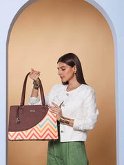 ZOUK Office Essential Bag | Jute | Vegan Leather Handcrafted Tote Bag With Double Handle Shoulder Strap | Bristel