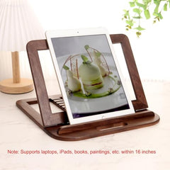 RarestCorp Handmade Wooden Laptop Stand for Desk that is Compatible with iPad, MacBook Pro, Notebook, HP, and Dell Devices and has an Adjustable Height and Foldable Riser 15.6 inches at Most Walnut