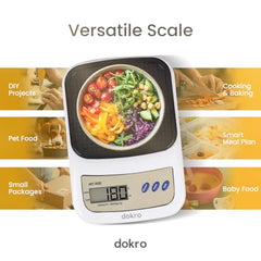 Dokro Digital Weighing Scale for Kitchen(LCD, Green), Kitchen Scale with High-Precision Sensors, TARE Function, 1g-10kg Range, with 2 AAA Batteries | Portable Food weight scale for home, baking, diet