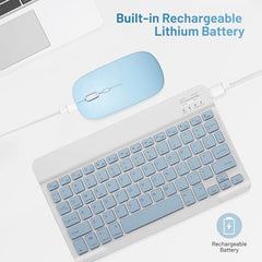 Bluetooth Keyboard and Mouse Combo Rechargeable Portable Wireless Keyboard Mouse Set for Apple iPad iPhone iOS 13 and Above Samsung Tablet Phone Smartphone Android Windows (Gradient White Purple)