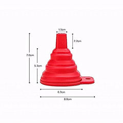 SYGA Red Silicone Funnel Set of 2 for Kitchen Retractable Silicone Oil Liquid Funnel Transfer Hopper