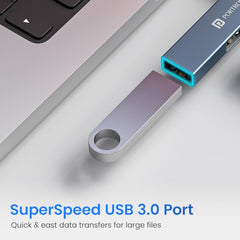 Portronics Mport Mino A USB 3.0 Hub Dock (3-in-1) with USB 3.0 SuperSpeed, Compact L-Shape Design, 2-Port USB 2.0 High-Speed, USB Plug, Metal Alloy Body, for Laptop, PC, Mac (Grey)
