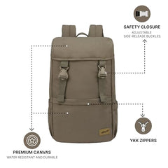 F Gear Dune Dark Beige 18L Premium Canvas Laptop Backpack|Water-Resistant, Office & College Bag, 1 Compartment, 1 Pocket, Padded Laptop & Tablet Sleeves Fits Upto 17 Inch Laptop|Men & Women