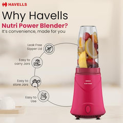 Havells Nutri Power Blender 350 W Mixer Grinder| 1 Speed Switch| Air Vent Technology| Stainless Steel Blade| 2Yrs Manufacturer Warranty (Mint Green)