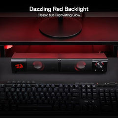 Redragon GS550 Orpheus PC Gaming Speakers, 2.0 Channel Stereo Desktop Computer Sound Bar with Compact Maneuverable Size, Quality Bass and Decent Red Backlit, USB Powered w/ 3.5mm Cables, Doom Eternal