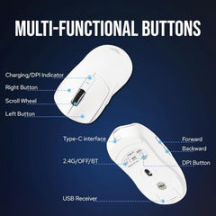 Aula SC580X Tri Mode Gaming Mouse, PAW3325 Sensor, 10000DPI, 1000Hz