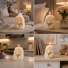 Decorative Fragrance Candle with Raised 3D Ivory Swirl Pillar Artwork | Long Burning Scented Candle for Home Décor, Living Room, Bedroom, Meditation Space, Table Decoration & Gift