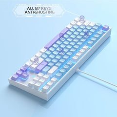MageGee 75% Mechanical Gaming Keyboard with Brown Switch, LED White Backlit Keyboard, 87 Keys Compact TKL Wired Computer Keyboard for Windows Laptop PC Gamer - Retro Grey/White
