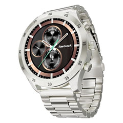 Fastrack MYND 1.93” AMOLED Display Smart Watch for Men & Women with AI Watch Faces,AI Chat,Offline Voice Commands,Curved Metallic Design,Functional Crown,BT Calling, Health Suite,100+ multisport modes