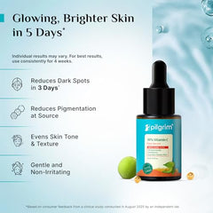 Pilgrim 10% Vitamin C Face Serum for Glowing Skin with Niacinamide - 10ml | 5% Niacinamide & Glutathione, Brightening, Fades Dark Spots & Evens, Dullness, Sensitive Skin Safe, Oil Free, All Skin Types