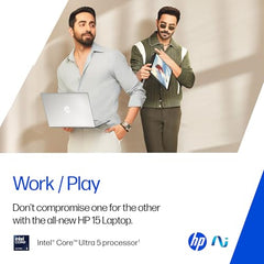 HP 15, Intel Core Ultra 5 125H (16GB DDR5, 1TB SSD) FHD, IPS, 15.6''/39.6cm, Win11, M365 Basic(1yr)*Office24, Silver, 1.65kg, fd1354TU, Intel Arc Graphics, FHD Camera w/Shutter, AI Powered Laptop