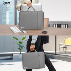 Dyazo 15.6 Inch Laptop Sleeve with Charger Pouch | Front Pocket with Handle Water Resistant Sleeve Case | Compatible for MacBook, HP, Dell, Acer, Asus, Microsoft, Samsung and Other Notebooks (Grey)