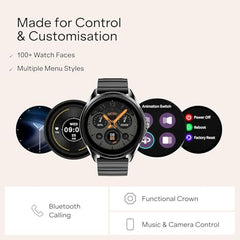 boAt Ultima Aeris 1.43" AMOLED Display, 1000 nits Brightness, Ultra Slim 8mm Metal Build, IP68, Auto HR & SpO2 Monitoring, Sleep & Stress Tracking, Stylish Smartwatch for Men & Women(Tan Brown)