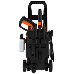 BLACK+DECKER BEPW1600 1300W 1600 PSI 110 Bar Pressure Washer for Car, Bike, Home & Garden Cleaning Use with Multiple Accessories Included, 1 Year Warranty, Orange & Black
