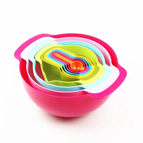 Syga 10 Pcs Colorful Mixing Bowls Set with Measuring Cups