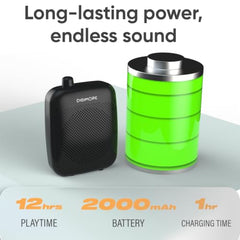DIGIMORE 10W Voice Amplifier for Teachers w/Wired Headset Mic | 12Hrs Battery | BT 5.4 | in-Built Noise Reduction | Speaker for Tour Guides, Yoga, Announcements, Schools & Colleges (D-1200)