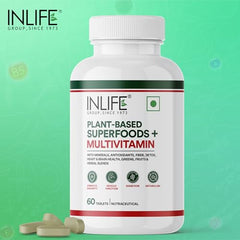 INLIFE Plant Based Multivitamin Supplement, B12 D3 Superfoods, 60 Tablets