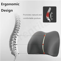 CRENTILA Car Neck and Back Cushion Memory Foam Lumbar Support Pillow for Office Chair and Car Seat, Comfortable Ergonomic Design for Neck and Back Rest, Black